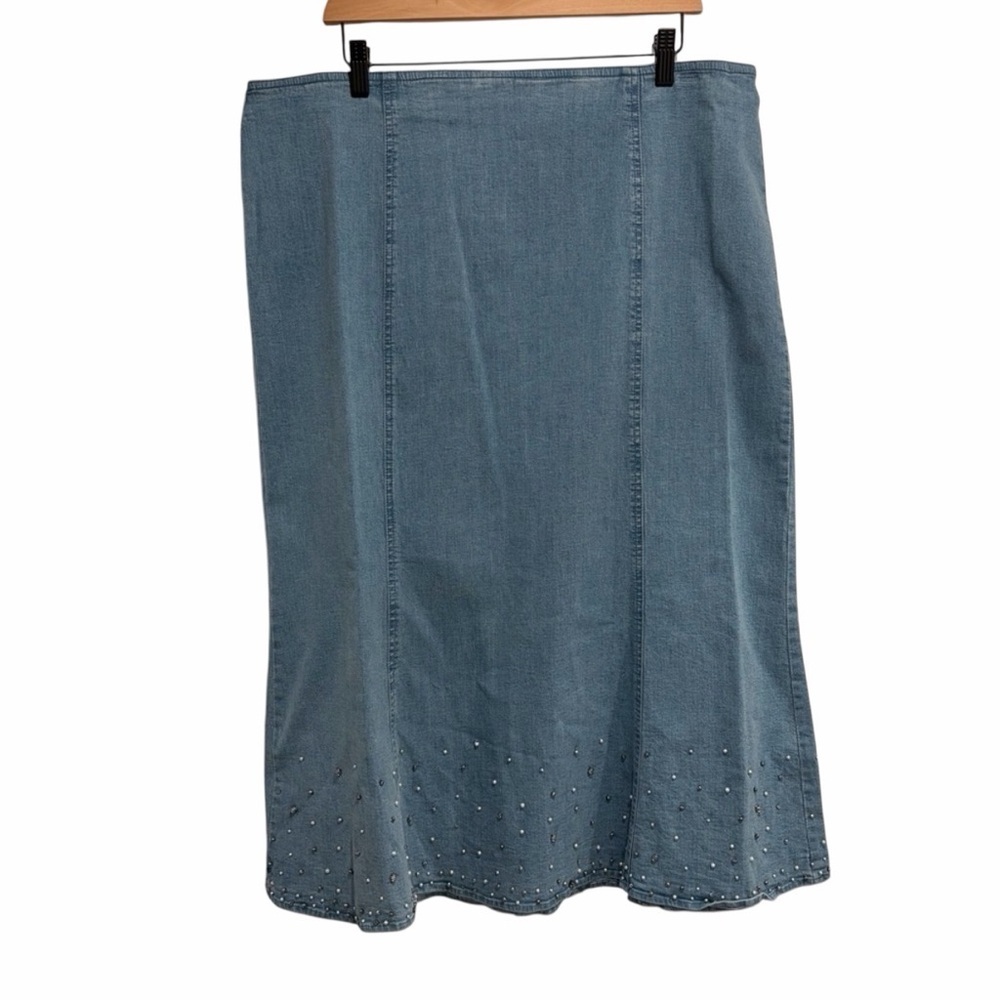 2/$40 Vintage City Girl by Nancy Bolen Denim Cotton Skirt with Sequins/Beading
